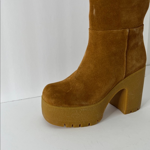 Jeffrey Campbell Brown Suede Shearling Knee-High Boots Sz 6.5 - Picture 3 of 14
